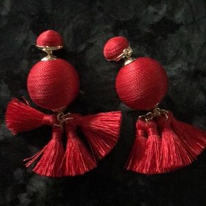 BaubleBar Samba Ball Drop earrings red